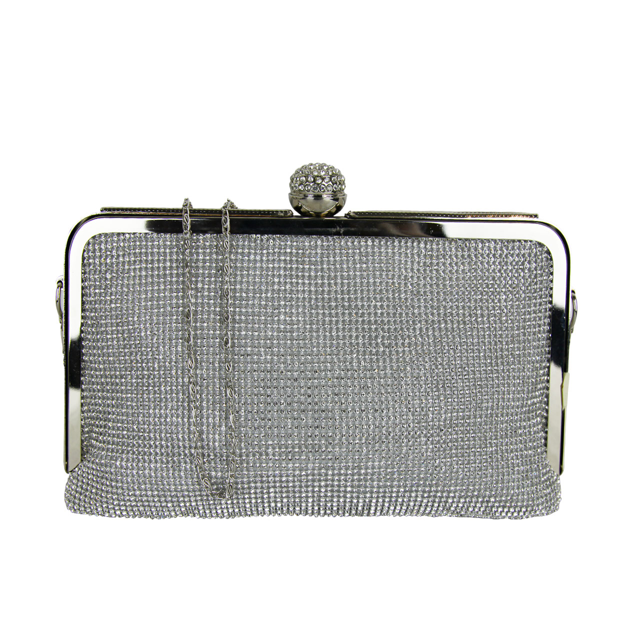 Silver glitter shop clutch bag